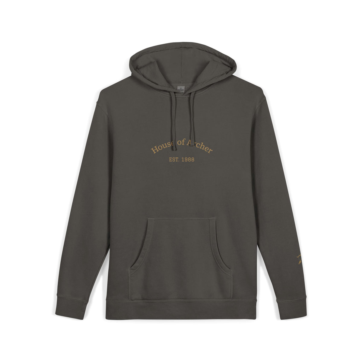 Moon & Arrow Pigment-Dyed Hoodie — Vintage Moon Phase Graphic