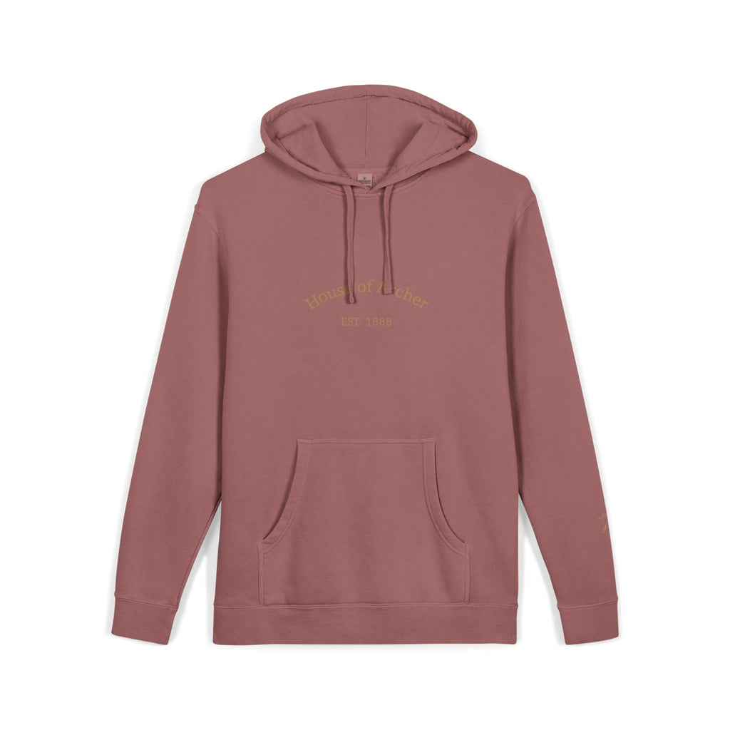 Moon & Arrow Pigment-Dyed Hoodie — Vintage Moon Phase Graphic