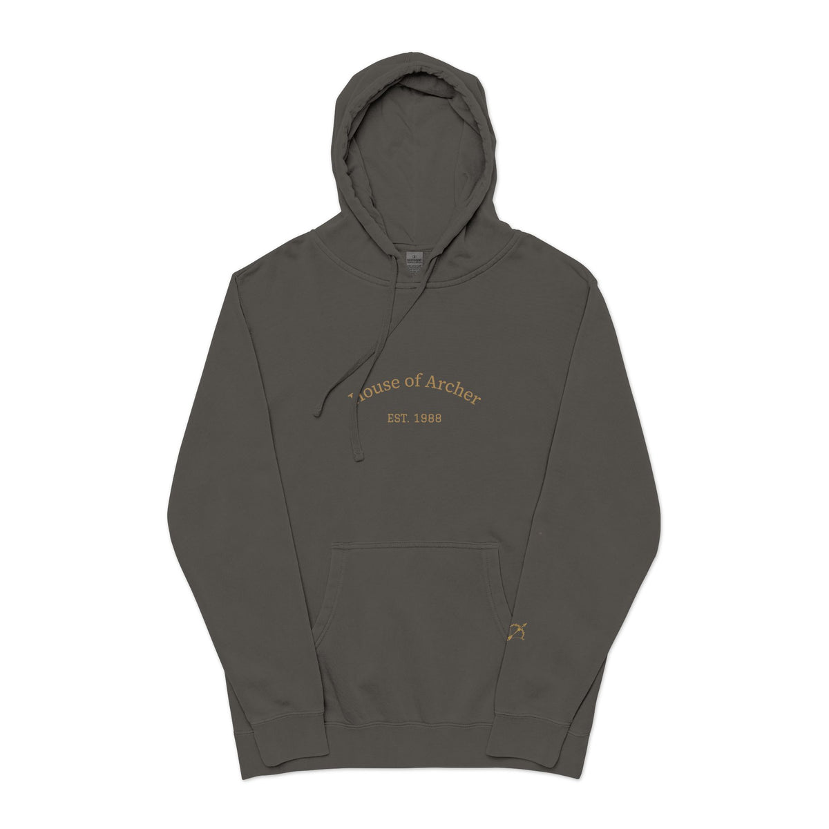 Moon & Arrow Pigment-Dyed Hoodie — Vintage Moon Phase Graphic