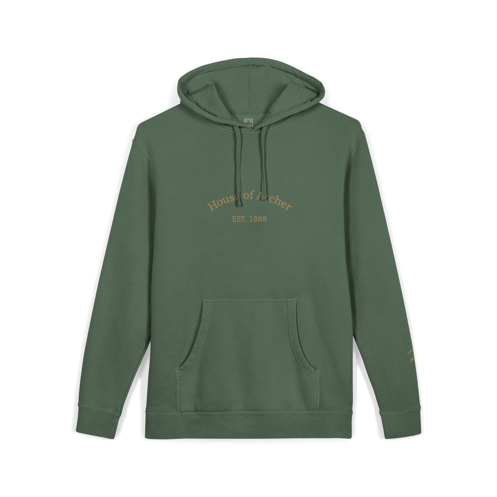Moon & Arrow Pigment-Dyed Hoodie — Vintage Moon Phase Graphic