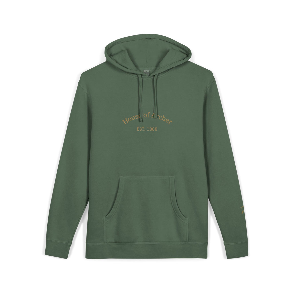 Moon & Arrow Pigment-Dyed Hoodie — Vintage Moon Phase Graphic