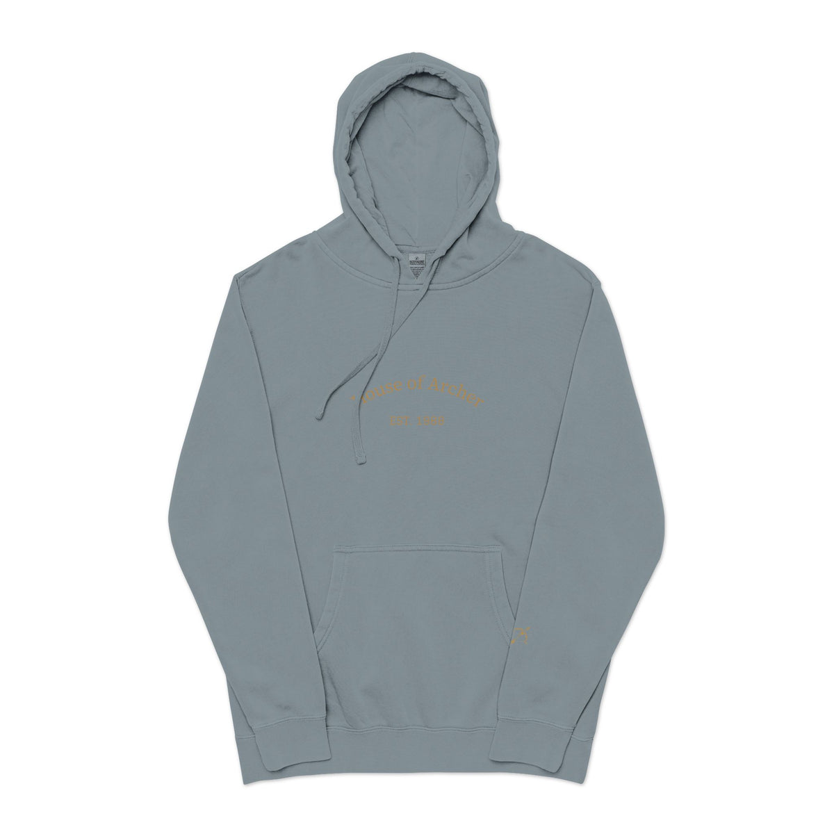 Moon & Arrow Pigment-Dyed Hoodie — Vintage Moon Phase Graphic
