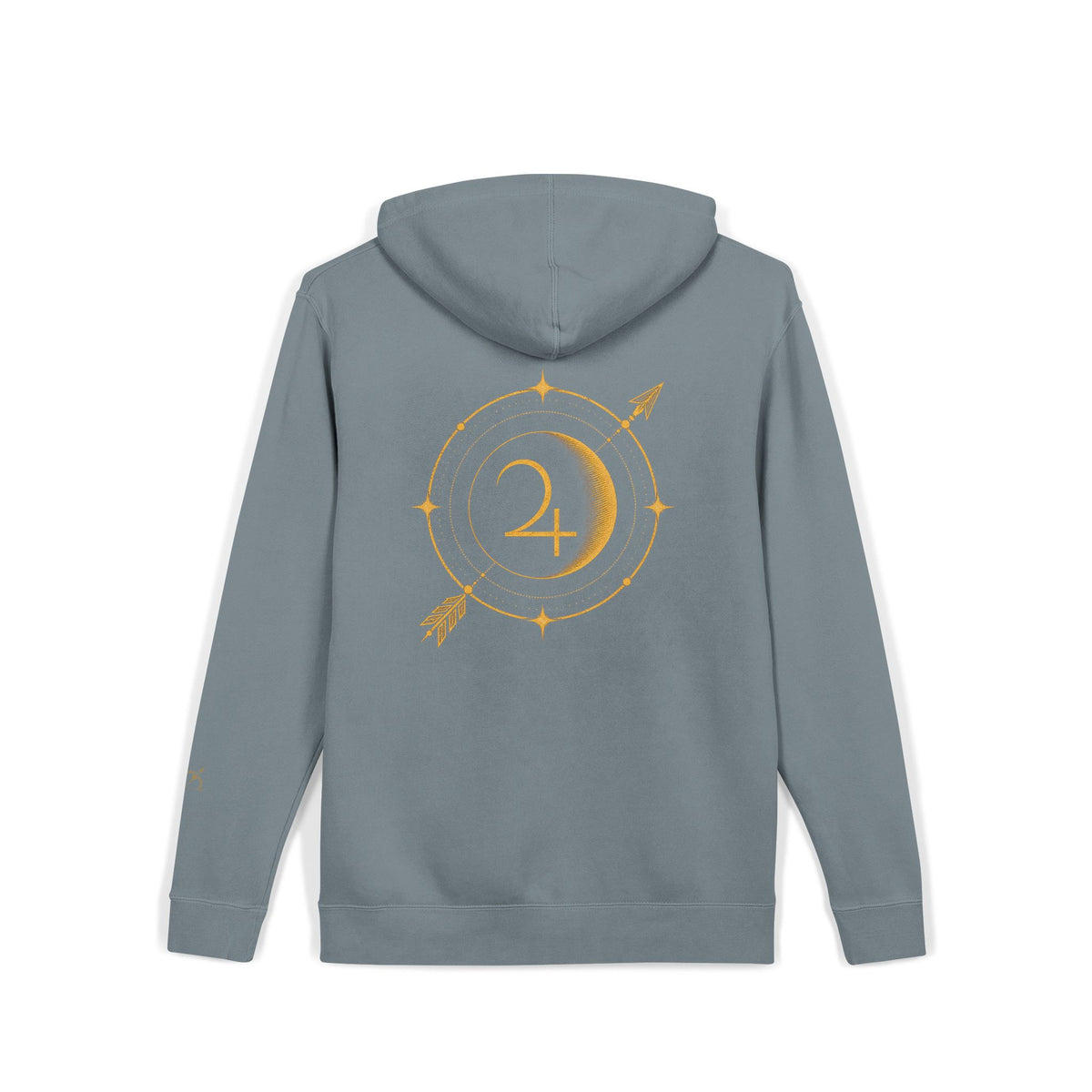 Moon & Arrow Pigment-Dyed Hoodie — Vintage Moon Phase Graphic