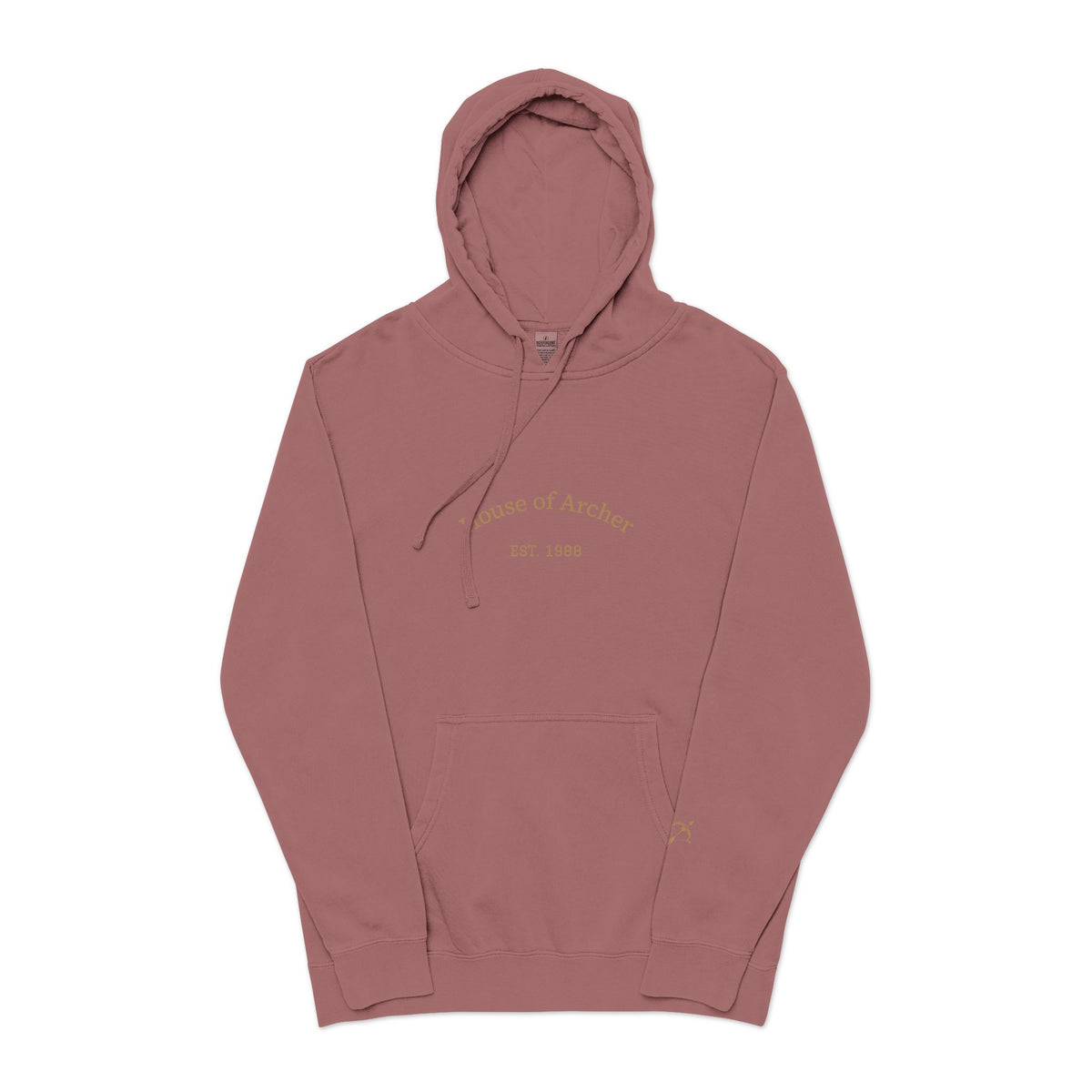 Moon & Arrow Pigment-Dyed Hoodie — Vintage Moon Phase Graphic
